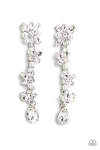 Paparazzi Accessories: LIGHT at the Opera - White Earrings - EXCLUSIVE 2023 Empower Me Pink
