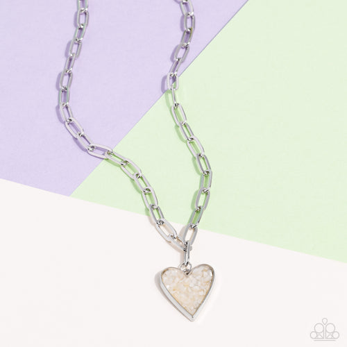 Paparazzi Accessories: Kiss and SHELL - White Heart Necklace