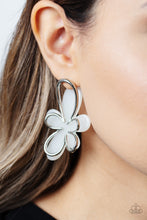 Load image into Gallery viewer, Paparazzi Accessories: Glimmering Gardens - White Acrylic Flower Earrings
