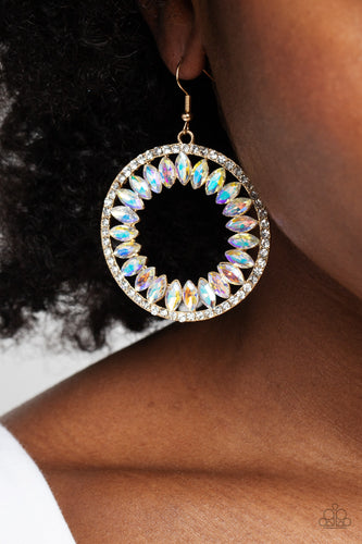 Paparazzi Accessories: Wall Street Wreaths - Gold Iridescent Earrings