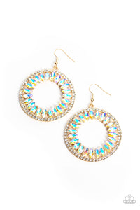 Paparazzi Accessories: Wall Street Wreaths - Gold Iridescent Earrings