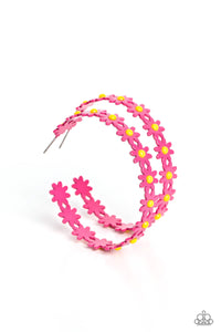 Paparazzi Accessories: Daisy Disposition - Pink Hoop Earrings