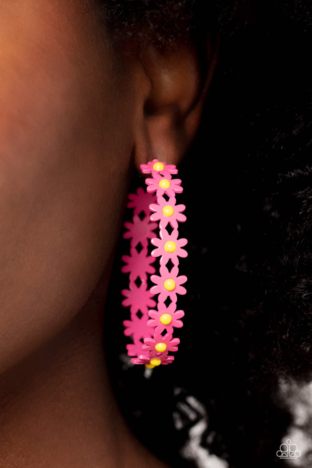 Paparazzi Accessories: Daisy Disposition - Pink Hoop Earrings