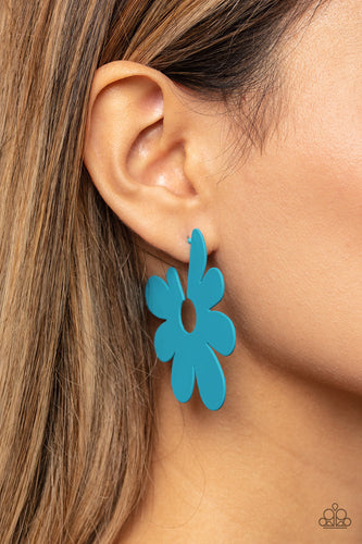 Paparazzi Accessories: Flower Power Fantasy - Blue Oversized Earrings