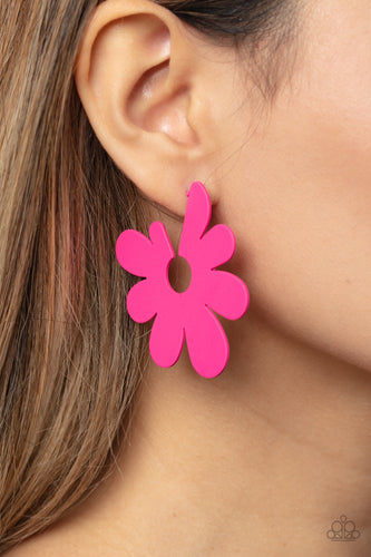 Paparazzi Accessories: Flower Power Fantasy - Pink Oversized Earrings