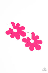 Paparazzi Accessories: Flower Power Fantasy - Pink Oversized Earrings