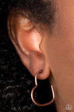 Load image into Gallery viewer, Paparazzi Accessories: Burnished Beau - Cooper Hoop Heart Earrings