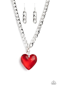 Paparazzi Accessories: GLASSY-Hero - Red Heart Necklace - Life of the Party