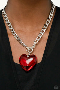 Paparazzi Accessories: GLASSY-Hero - Red Heart Necklace - Life of the Party