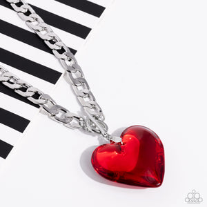 Paparazzi Accessories: GLASSY-Hero - Red Heart Necklace - Life of the Party