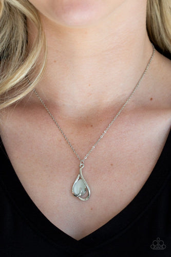 Paparazzi: Tell Me A Love Story - White Teardrop Necklace - Jewels N’ Thingz Boutique