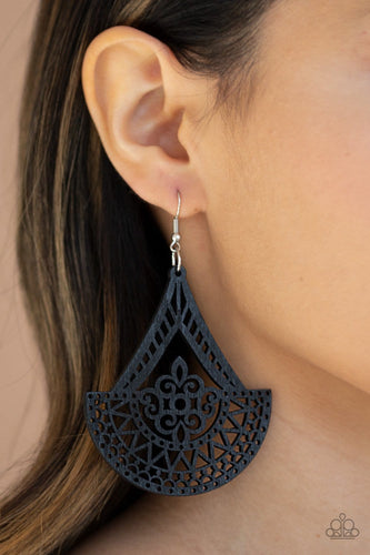 Paparazzi: Tiki Sunrise - Black Wooden Earrings - Jewels N’ Thingz Boutique