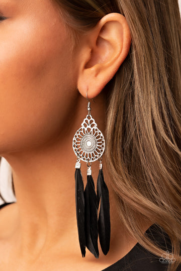 Paparazzi Accessories: Pretty in PLUMES - Black Earrings