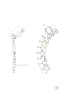 Paparazzi Accessories: Doubled Down On Dazzle - White Pearl Ear Crawlers - Jewels N Thingz Boutique