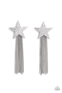 Paparazzi Accessories: Superstar Solo - White Earrings - Life Of The Party