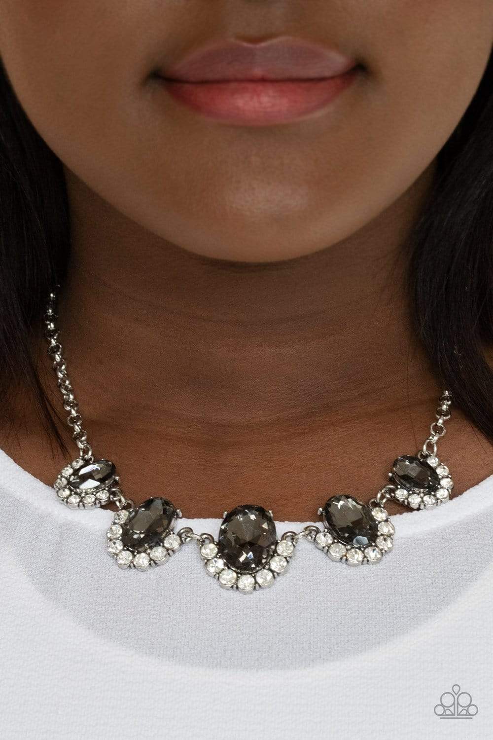 Paparazzi Accessories: The Queen Demands It - Silver Rhinestone Necklace - Jewels N Thingz Boutique