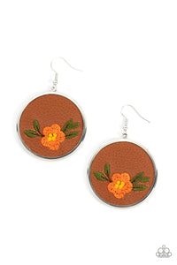 Paparazzi Accessories: Prairie Patchwork - Orange Flower Earrings