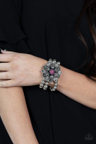 Paparazzi Accessories: Botanical Bravado - Pink Rhinestone Bracelet