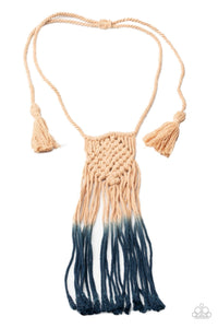Paparazzi Accessories: Look At MACRAME Now - Tan to Blue Tassel Necklace - Jewels N Thingz Boutique