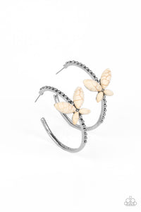Paparazzi Accessories: Bohemian Butterfly - White Earrings