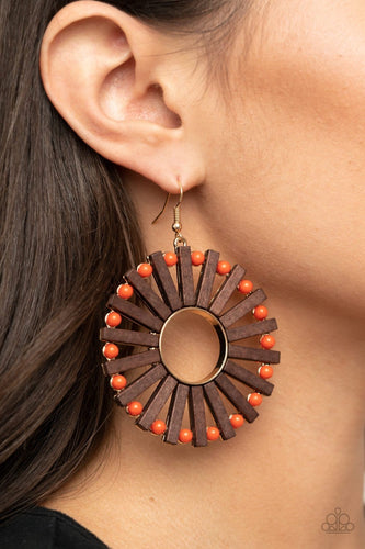 Paparazzi: Solar Flare - Orange Wooden Earrings - Jewels N’ Thingz Boutique