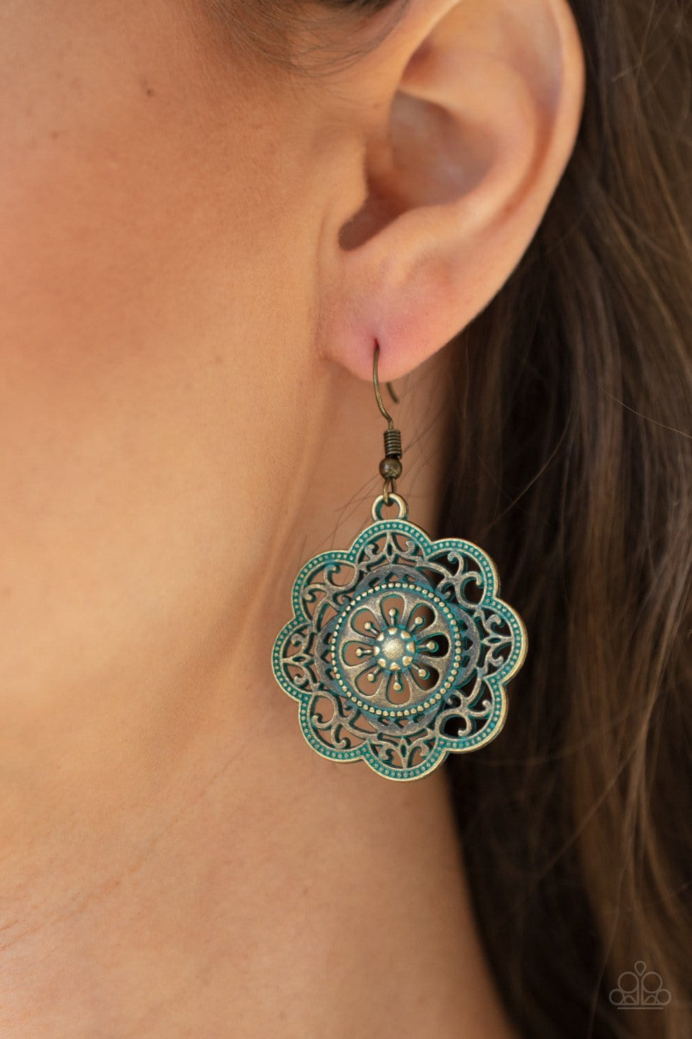 Paparazzi Accessories: Western Mandalas - Brass Rustic Earrings - Jewels N Thingz Boutique