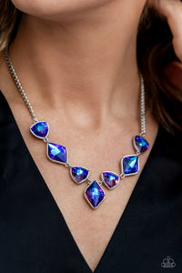 Paparazzi Accessories: Glittering Geometrics - Purple UV Shimmer Necklace - Life of the Party