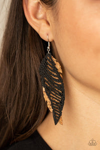 Paparazzi Accessories: WINGING Off The Hook - Black Leather Earrings - Jewels N Thingz Boutique