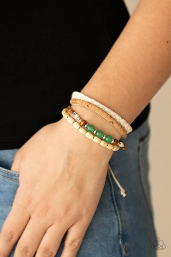 Paparazzi Accessories: Natural-Born Navigator - Glassy Green Stone Bracelet - Jewels N Thingz Boutique