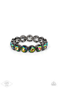 Paparazzi Accessories: Number One Knockout - Multi Oil Spill Gunmetal Bracelet - Life of the Party