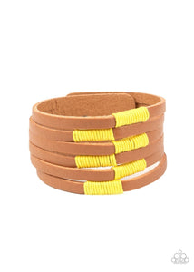 Paparazzi: Country Colors - Yellow Leather Band Bracelet - Jewels N’ Thingz Boutique