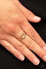 Load image into Gallery viewer, Paparazzi Accessories: First Kisses - Gold Heart Rhinestone Ring