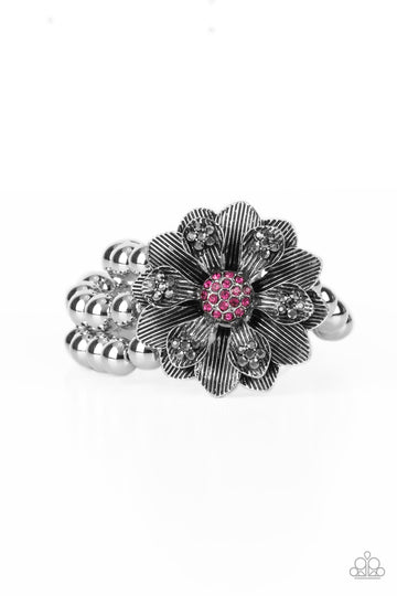 Paparazzi Accessories: Botanical Bravado - Pink Rhinestone Bracelet