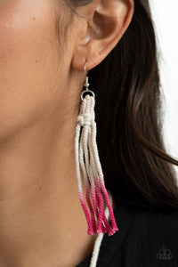 Paparazzi Accessories: Surfin The Net -  White to Pink Macramé  Necklace - Jewels N Thingz Boutique