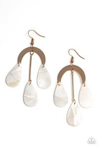 Paparazzi Accessories: Atlantis Ambience - Gold Shell-Like Earrings