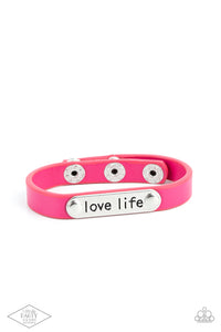 Paparazzi Accessories: Love Life - Pink Leather Bracelet - Life of the Party