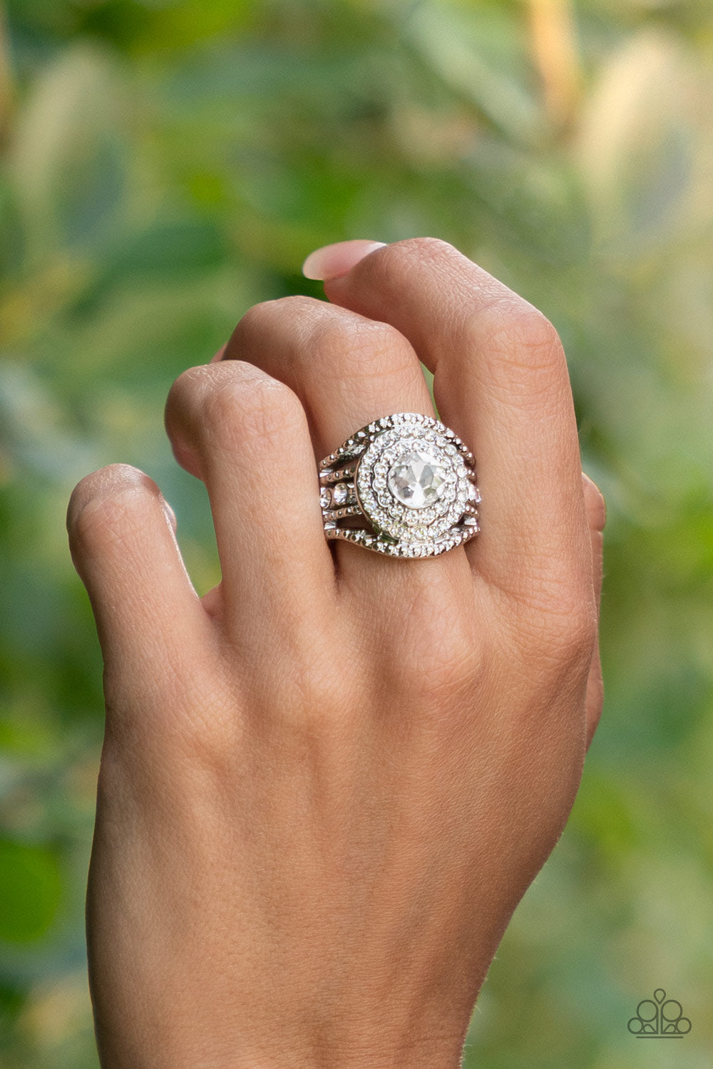 Paparazzi Accessories: Understated Drama - White Ring - EXCLUSIVE Empower Me Pink