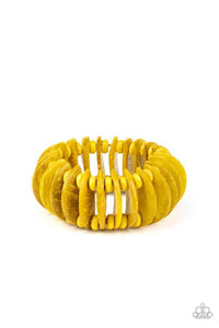 Paparazzi Accessories: Tropical Tiki Bar - Yellow Wooden Bracelet - Jewels N Thingz Boutique
