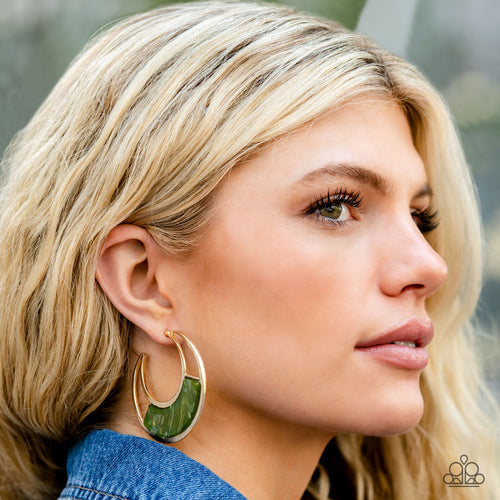 Paparazzi Accessories: Contemporary Curves - Green Acrylic Earrings