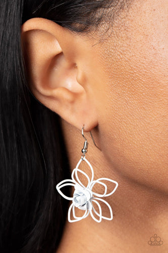 Paparazzi Accessories: Botanical Bonanza - White Rosebud Earrings - Jewels N Thingz Boutique