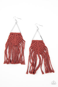 Paparazzi Accessories: Macrame Jungle - Brown Fringe Earrings - Jewels N Thingz Boutique