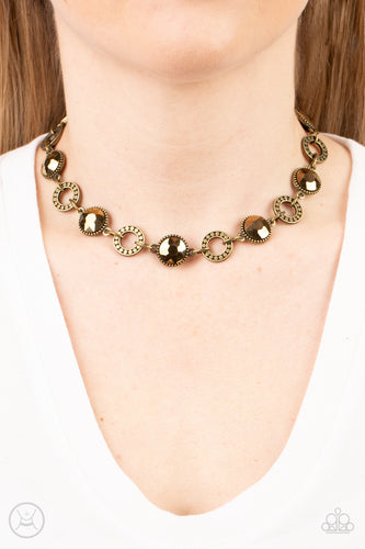 Paparazzi Accessories: Rhinestone Rollout - Brass Choker