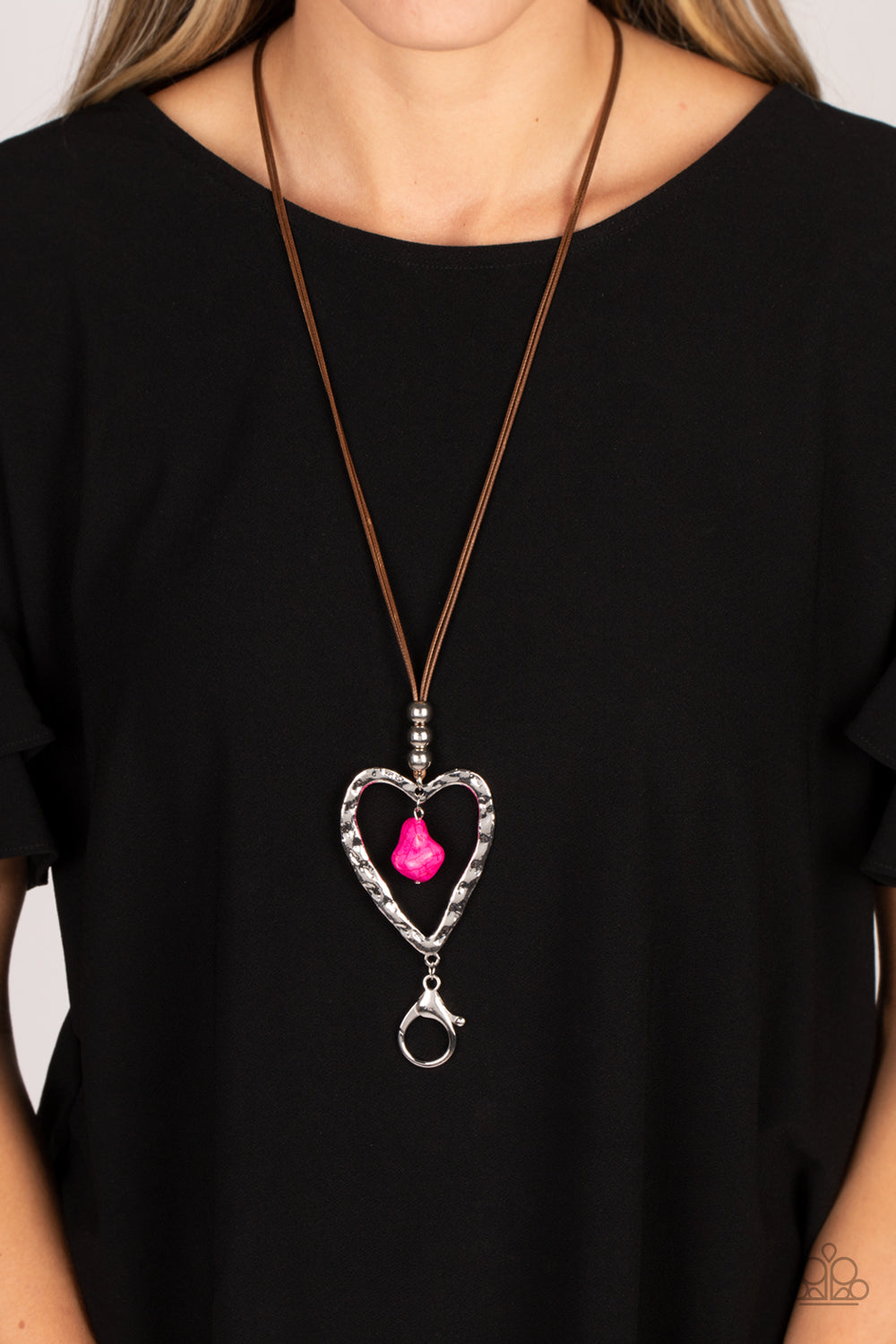 Paparazzi Accessories: Santa Fe Sweetheart - Pink Lanyard Necklace