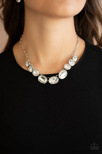 Paparazzi Accessories: Gorgeously Glacial - White Rhinestone Necklace - Life Of The Party Exclusive - Jewels N Thingz Boutique