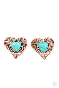 Paparazzi Accessories: Rustic Romance - Copper Heart Earrings