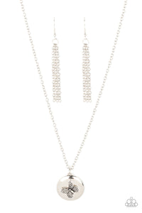 Paparazzi Accessories: Monarch Meadow - Silver Butterfly Necklace