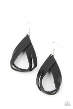 Load image into Gallery viewer, Paparazzi Accessories: Thats A STRAP - Black Rustic Leather Earrings - Jewels N Thingz Boutique