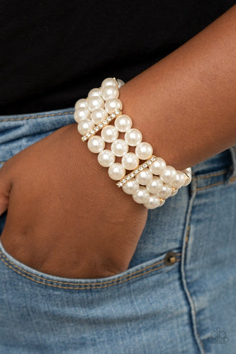 Paparazzi: Modern Day Majesty - Gold/White Pearls Bracelet - Jewels N’ Thingz Boutique