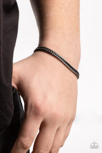 Paparazzi Accessories: Downtown Defender Necklace and City Crusader Bracelet - Black Urban SET