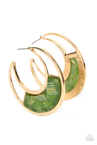 Paparazzi Accessories: Contemporary Curves - Green Acrylic Earrings